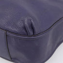 Coach Shoulder Bag Leather Navy Silver Auth 207176A-10