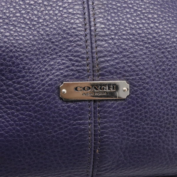 Coach Shoulder Bag Leather Navy Silver Auth 207176A