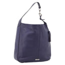 Coach Shoulder Bag Leather Navy Silver Auth 207176A-1