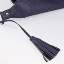 Coach Shoulder Bag Leather Navy Silver Auth 207176A-22