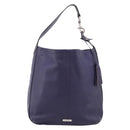 Coach Shoulder Bag Leather Navy Silver Auth 207176A-2