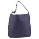 Coach Shoulder Bag Leather Navy Silver Auth 207176A-3