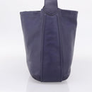 Coach Shoulder Bag Leather Navy Silver Auth 207176A-4