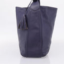 Coach Shoulder Bag Leather Navy Silver Auth 207176A-5