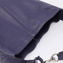 Coach Shoulder Bag Leather Navy Silver Auth 207176A-6