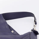Coach Shoulder Bag Leather Navy Silver Auth 207176A-8