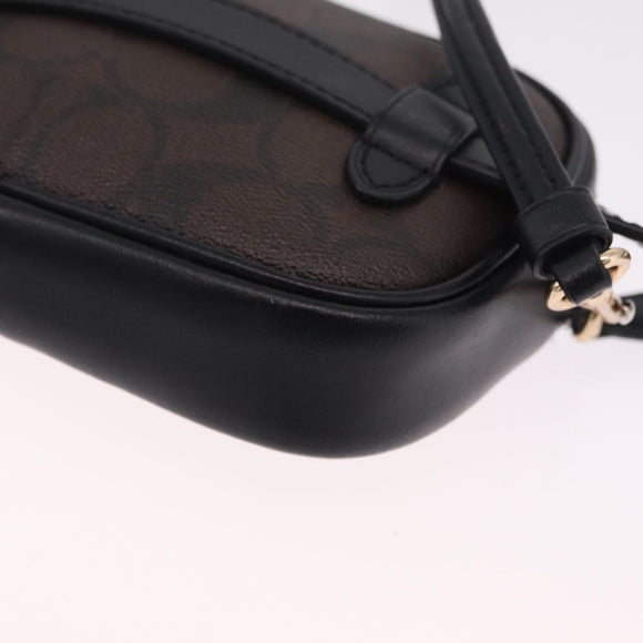 Coach Shoulder Bag Leather 2way Brown Gold Auth 207184A