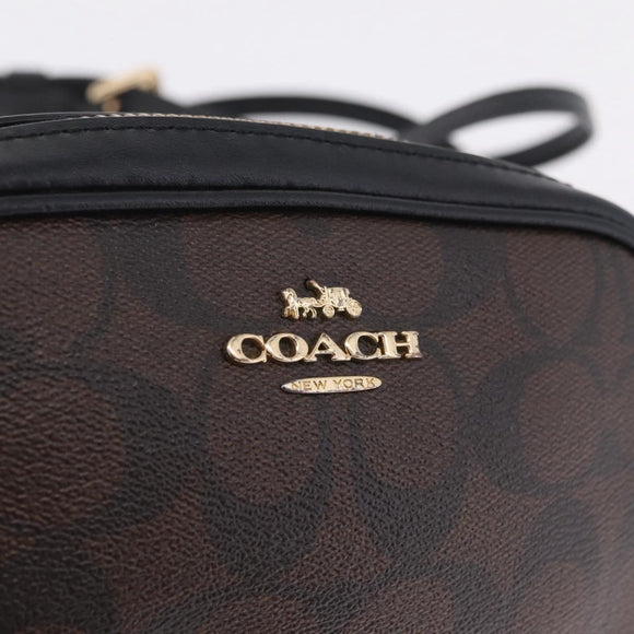 Coach Shoulder Bag Leather 2way Brown Gold Auth 207184A