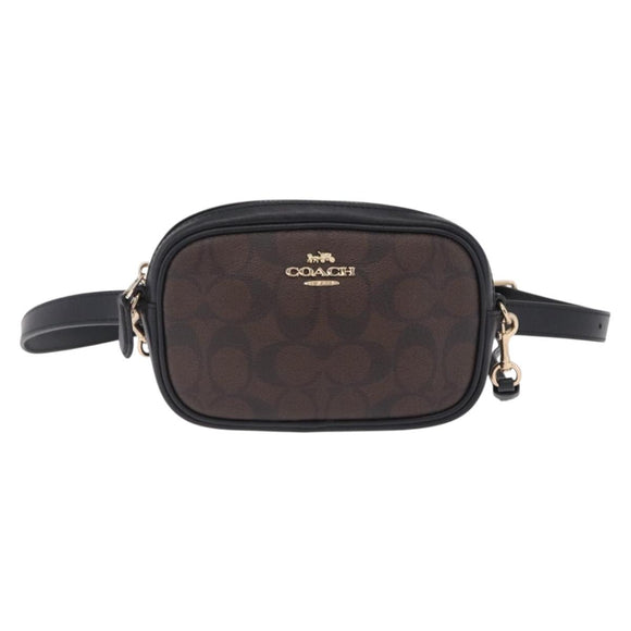 Coach Shoulder Bag Leather 2way Brown Gold Auth 207184A