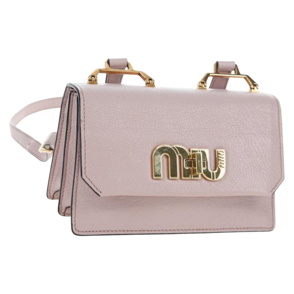 Miu Miu Shoulder Bag Leather Pink Gold 5BH087 Auth 207201M