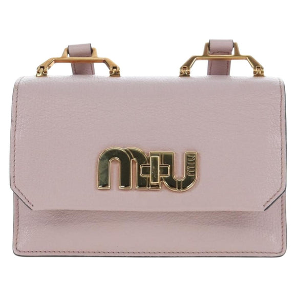 Miu Miu Shoulder Bag Leather Pink Gold 5BH087 Auth 207201M