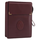 Cartier Must Line Clutch Bag Leather Bordeaux Gold Auth 207205V-1