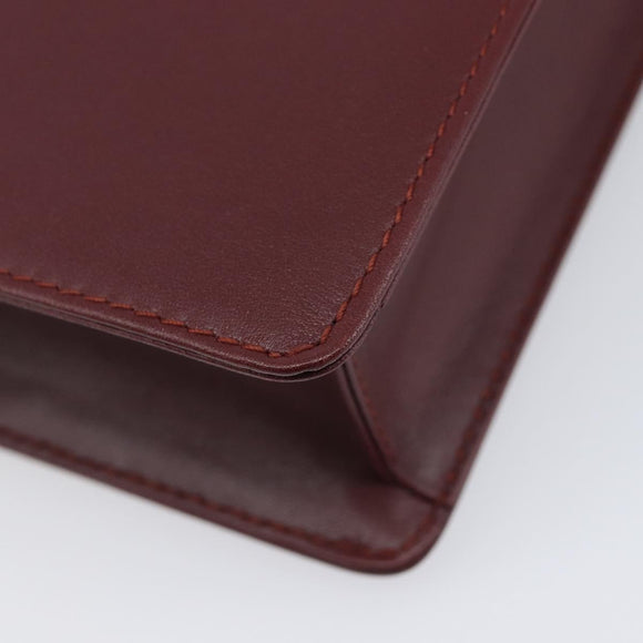 Cartier Must Line Clutch Bag Leather Bordeaux Gold Auth 207205V