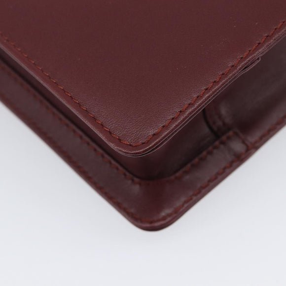 Cartier Must Line Clutch Bag Leather Bordeaux Gold Auth 207205V