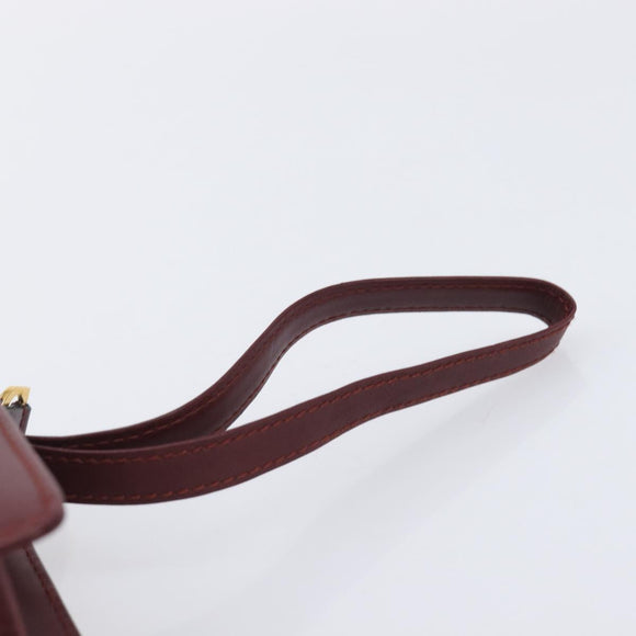 Cartier Must Line Clutch Bag Leather Bordeaux Gold Auth 207205V