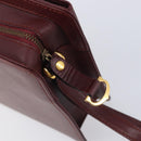 Cartier Must Line Clutch Bag Leather Bordeaux Gold Auth 207205V-15