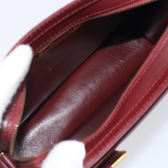 Cartier Must Line Clutch Bag Leather Bordeaux Gold Auth 207205V