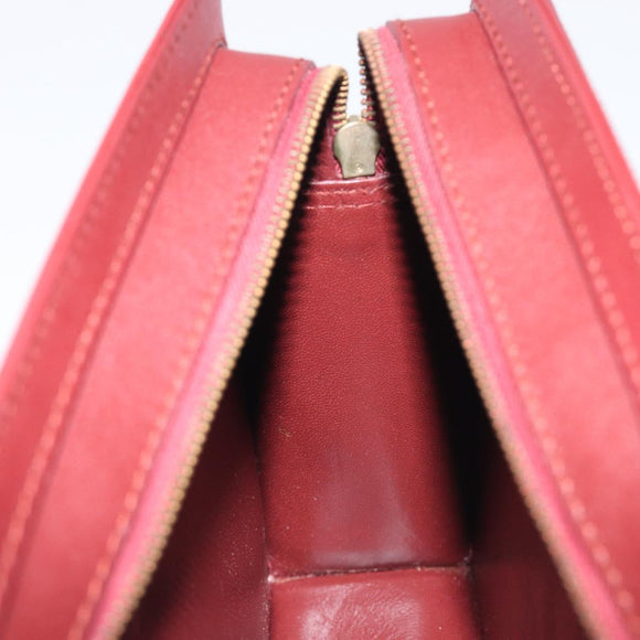 Cartier Must Line Clutch Bag Leather Bordeaux Gold Auth 207205V