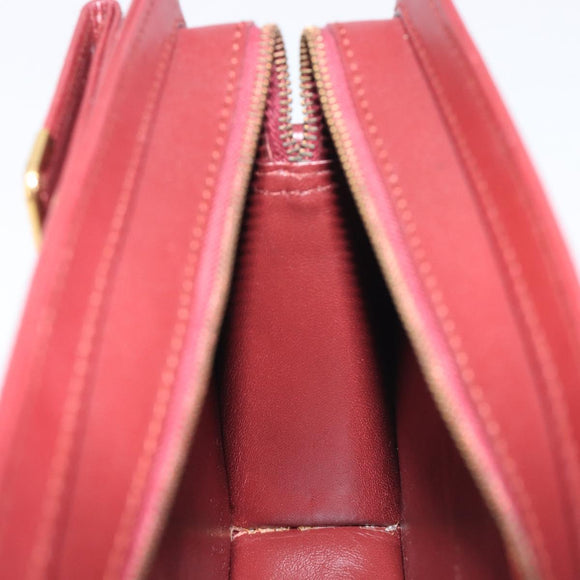 Cartier Must Line Clutch Bag Leather Bordeaux Gold Auth 207205V