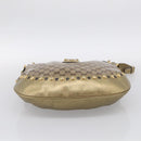 GUCCI GG Crystal Shoulder Bag Patent leather Beige Gold Auth 207208-10