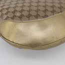 GUCCI GG Crystal Shoulder Bag Patent leather Beige Gold Auth 207208-14