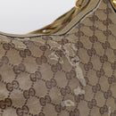 GUCCI GG Crystal Shoulder Bag Patent leather Beige Gold Auth 207208-15