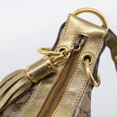 GUCCI GG Crystal Shoulder Bag Patent leather Beige Gold Auth 207208-17
