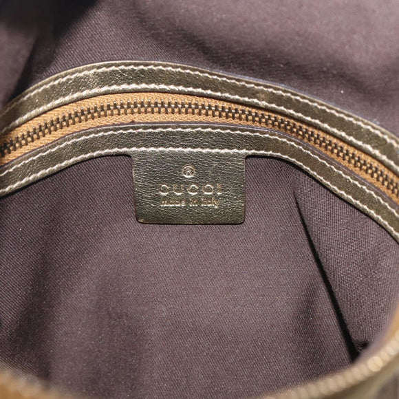 GUCCI GG Crystal Shoulder Bag Patent leather Beige Gold Auth 207208