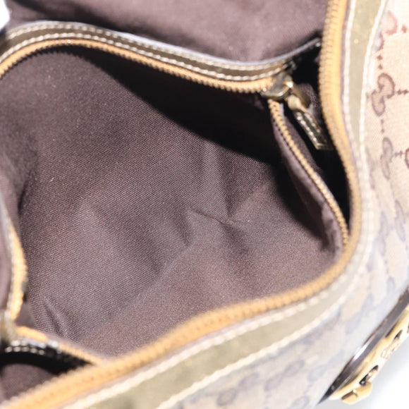 GUCCI GG Crystal Shoulder Bag Patent leather Beige Gold Auth 207208