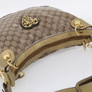 GUCCI GG Crystal Shoulder Bag Patent leather Beige Gold Auth 207208-6