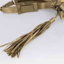 GUCCI GG Crystal Shoulder Bag Patent leather Beige Gold Auth 207208-9