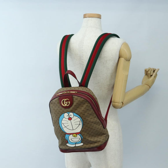 GUCCI Micro GG Supreme Doraemon Backpack PVC Beige Gold 647816 Auth 207209M