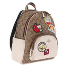 Coach Signature Snoopy Backpack Leather Beige Gold Auth 207211A-1
