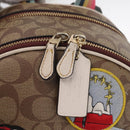 Coach Signature Snoopy Backpack Leather Beige Gold Auth 207211A-18