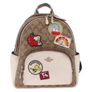 Coach Signature Snoopy Backpack Leather Beige Gold Auth 207211A-2