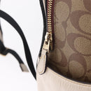 Coach Signature Snoopy Backpack Leather Beige Gold Auth 207211A-22
