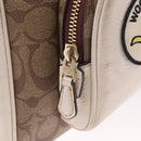 Coach Signature Snoopy Backpack Leather Beige Gold Auth 207211A-23