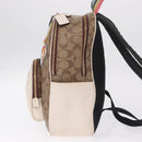 Coach Signature Snoopy Backpack Leather Beige Gold Auth 207211A-4