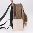 Coach Signature Snoopy Backpack Leather Beige Gold Auth 207211A-5