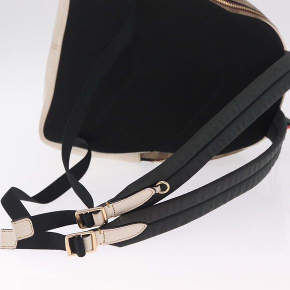 Coach Signature Snoopy Backpack Leather Beige Gold Auth 207211A