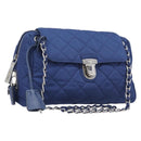 PRADA Chain Shoulder Bag Nylon Blue Silver Auth 207212A-1