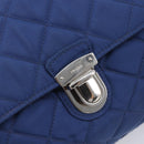 PRADA Chain Shoulder Bag Nylon Blue Silver Auth 207212A-14