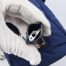PRADA Chain Shoulder Bag Nylon Blue Silver Auth 207212A-17