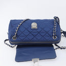 PRADA Chain Shoulder Bag Nylon Blue Silver Auth 207212A-18