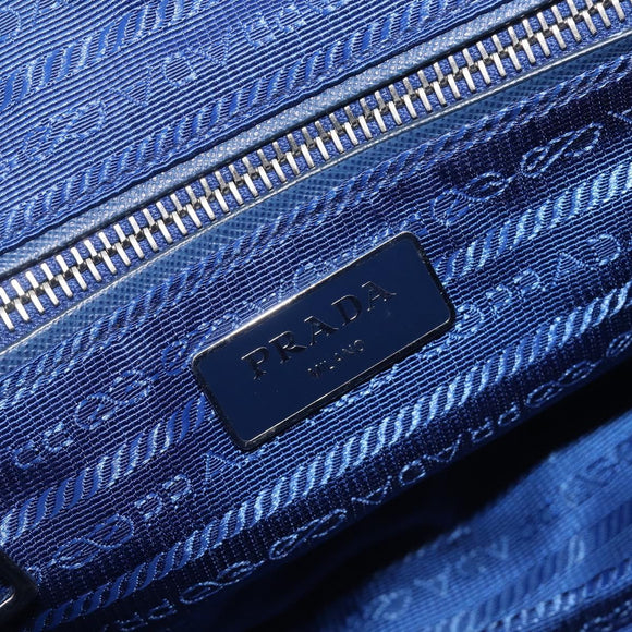 PRADA Chain Shoulder Bag Nylon Blue Silver Auth 207212A