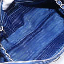 PRADA Chain Shoulder Bag Nylon Blue Silver Auth 207212A-21