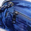 PRADA Chain Shoulder Bag Nylon Blue Silver Auth 207212A-24