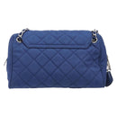 PRADA Chain Shoulder Bag Nylon Blue Silver Auth 207212A-3