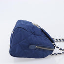 PRADA Chain Shoulder Bag Nylon Blue Silver Auth 207212A-4