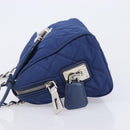 PRADA Chain Shoulder Bag Nylon Blue Silver Auth 207212A-5